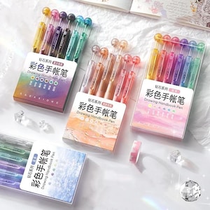 6 Stück / Los Diamond Serie Gelstifte Set || 0,5 mm Kugelschreiber, Retro Color Ink