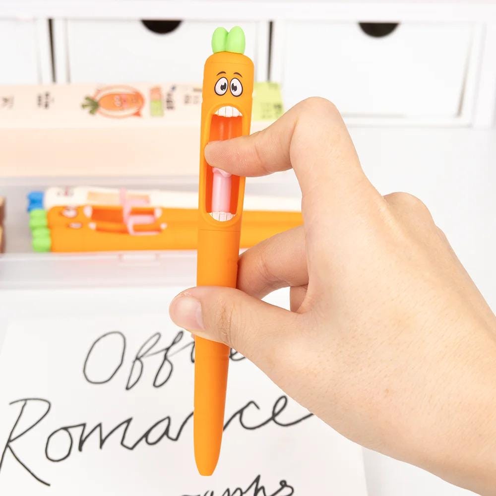 20 Stück Lustige Karotten-Gelstifte – Flexibles Silikon, 0,5 Mm Schwarze Tinte, Für Schule & Büro
