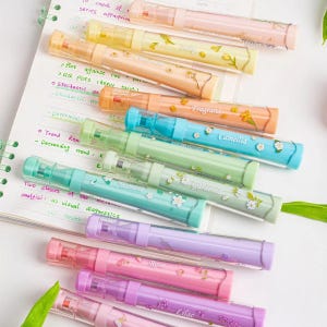 4 Pcs/Lot Meet Florescence Spring Flower Highlighter Set || Brush Tip Markers for Drawing & Schoolwork