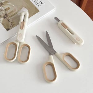 2-in-1 Schere & Cutter | Tragbares Mehrzweckwerkzeug mit versteckter Klinge | Multi-Funktions-Umschlag und Paketöffner