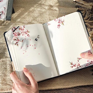 Quaderno con copertina rigida in stile cinese elegante // Pagine artistiche colorate, diario e pianificatore per studenti e professionisti