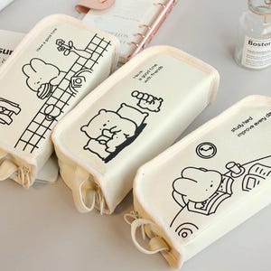 Kawaii Kaninchen Federmäppchen || Großer entzückender Studentenorganizer