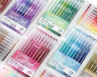 9 Pcs/Lot Morandi Multi Color Pens Set || Gel Ink Vintage Marker Liner, 0.5mm Ballpoint Markers