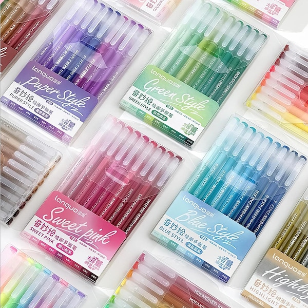 9 Pcs/Lot Morandi Multi Color Pens Set || Gel Ink Vintage Marker Liner, 0.5mm Ballpoint Markers