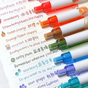 Set met fruitgeurende Juicyee-gelpennen || Veelkleurige balpennen van 0,5 mm met fruitgeur om te schrijven, tekenen en scrapbooken