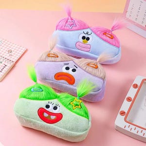 Funny Plush Pencil Case with Hair || DIY Hairstyle Cartoon Pen Bag || Cute Stationery Organizer for School & Office