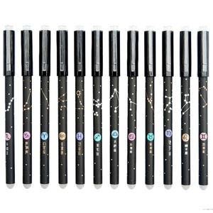 Set di penne gel con costellazioni zodiacali da 12 pezzi // Inchiostro cancellabile, inchiostro blu o nero