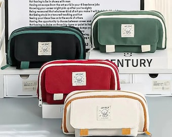 Cute Big Capacity Pencil Case with 3 Compartments || Kawaii Dog Design