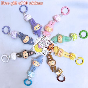 Monster Labubu Plush Keychain,Labubu Lazy Yoga Series Keychain,Soft Labubu Doll Pendant for Keys & Backpacks,Kawaii Keychain,Phone Charm