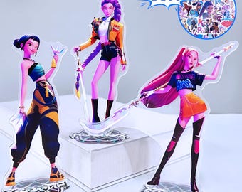 Kpop Demon Hunters Party Decor,Huntrix Girl Acrylic Standing Plates-Rumi/Mira/Zoey,Kpop Demon Stickers,Kpop Demon Gift for Fans & Collectors