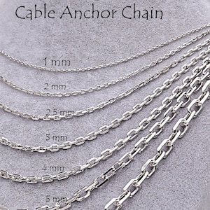 925 Sterling Silver Cable Chain Necklace Women, Anchor Pendant Solid Long Thick Heavy Choker Charm Chain Men, Birthday Gifts jewelry Her Him