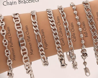 925 Sterling Silver Chain Bracelet Women Men, Euro Byzantine