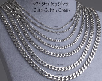 925 Sterling Silver Cuban Chain Necklace Men, Curb Link Solid Long Thick Heavy Choker Charm Chain Women, Birthday Gifts Jewelry Her Him Mum
