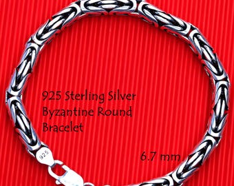 925 Sterling Silver Byzantine Chain Bracelet Men, Viking Bali Round Thick Long Heavy Oxidized Chain Women, Birthday Gifts Jewelry Her Him
