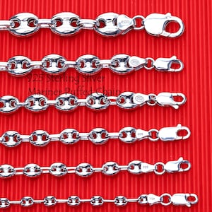 925 Sterling Silver Mariner Puffed Chain Necklace Women, Anchor Hollow Long Thick Choker Charm Chain Men, Birthday Gifts Jewelry Her Him Mum