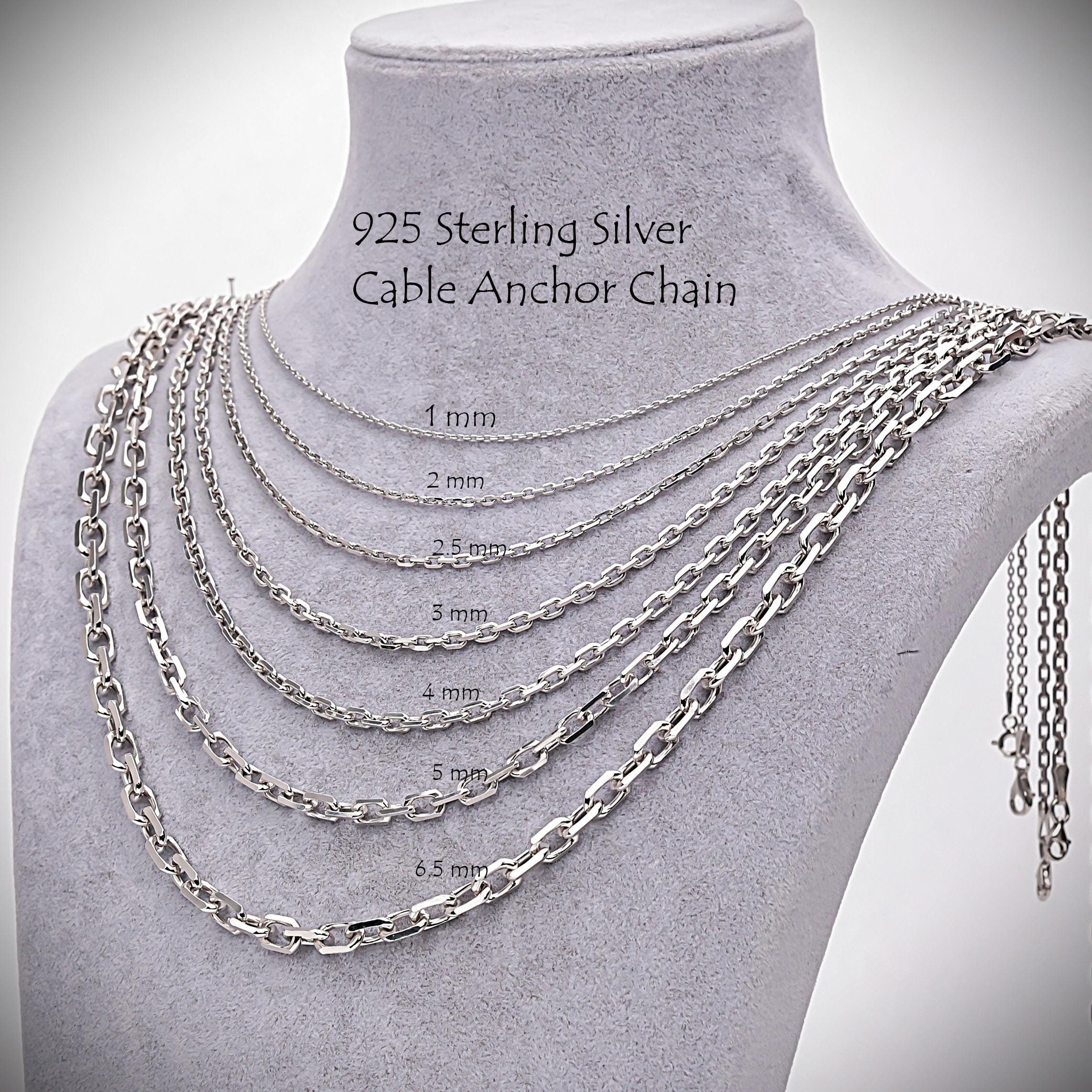925 Sterling Silver Cable Chain Necklace Women, Anchor Pendant Solid Long Thick Heavy Choker Charm Chain Men, Birthday Gifts jewelry Her Him