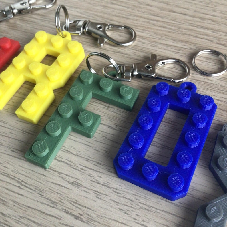 Personalized 3D Printed Building Block Letter Keyring: Eco-friendly ...