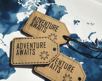 Personalised Wood Luggage Tag. 5th Wedding Anniversary