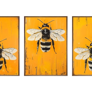 Bumble Bee Wall Art Prints, Honeybee Coaster Image (Digital Download)
