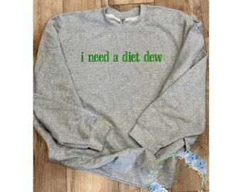 Diet Dew Embroidery Sweatshirt: Comfy Christian Crewneck