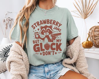 Funny Raccoon Strawberry Shirt, Glock Don't Jam Tee, Vintage Humor T-Shirt, Redneck Gift Idea, Meme Shirt, Country Girl Aesthetic, Gift Idea