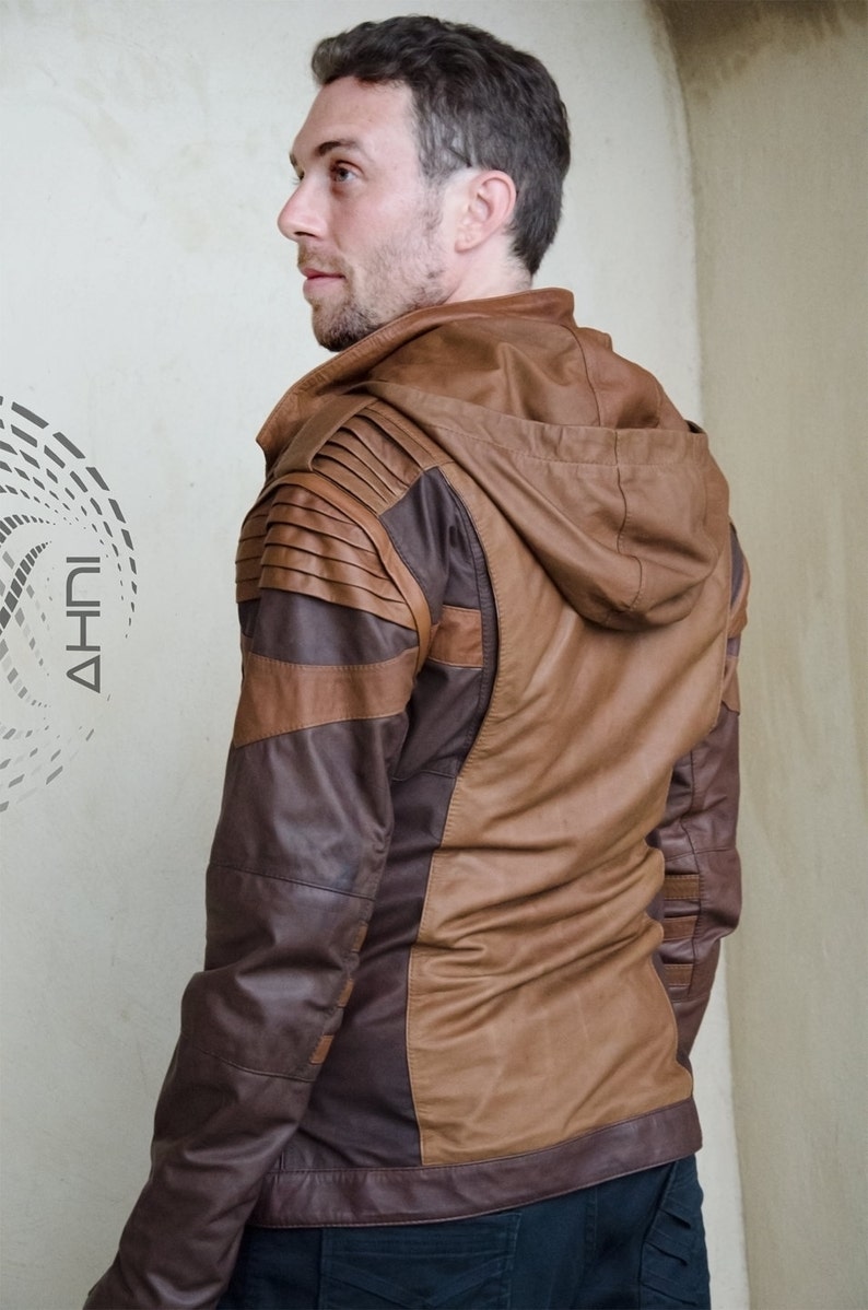 Havoc Jacket / Vest with Removable Hood Two-Tone Leather | Etsy