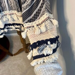 ZARA Boho Tassel Kimono: Tribal Print Cotton Cardigan image 6