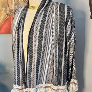 ZARA Boho Tassel Kimono: Tribal Print Cotton Cardigan image 3