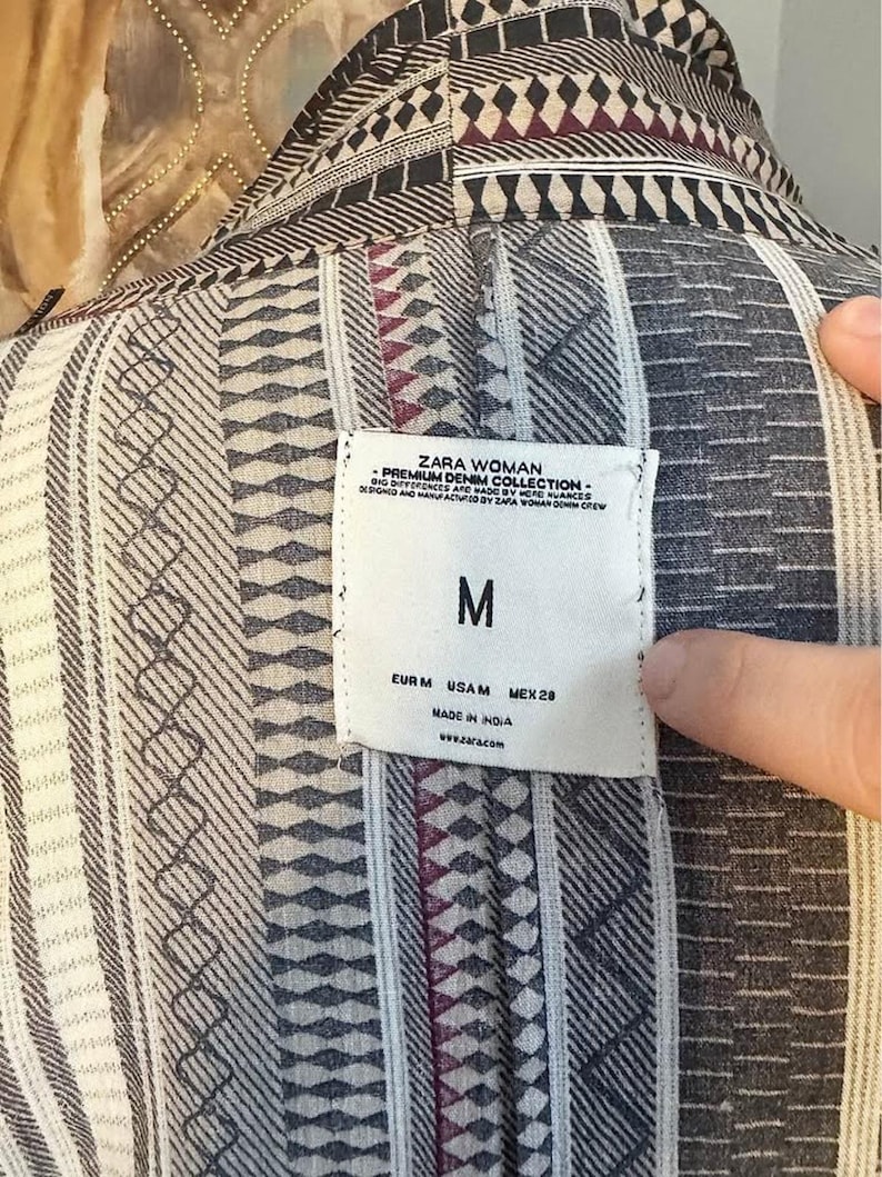 ZARA Boho Tassel Kimono: Tribal Print Cotton Cardigan image 9