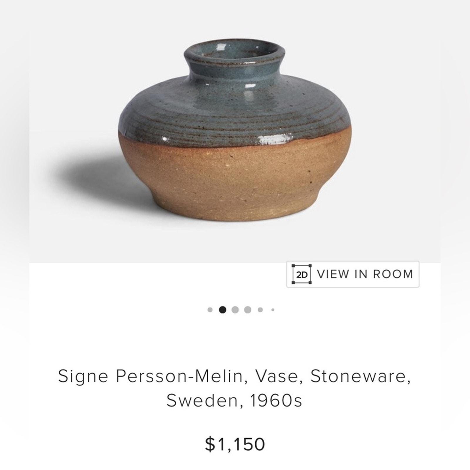 Mid Century 1960s SIGNE PERSSON MELIN Vase: Scandinavian Pottery