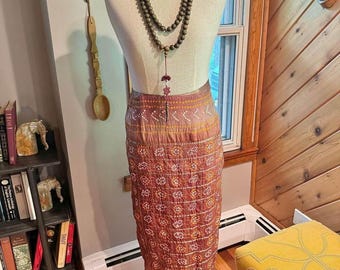 VINTAGE Handmade Indian Sari Style 100% Silk Skirt