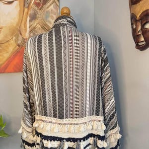 ZARA Boho Tassel Kimono: Tribal Print Cotton Cardigan image 8