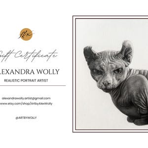 Certificado de regalo para retrato de mascota personalizado a lápiz: cupón de arte personalizado. Impresión física o digital. Regalo perfecto para amantes de las mascotas y familiares.
