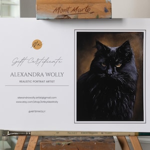 Certificado de regalo de retrato de mascota al óleo personalizado. Impresión física o digital. Cupón de arte personalizado. El mejor regalo para familiares y amigos.