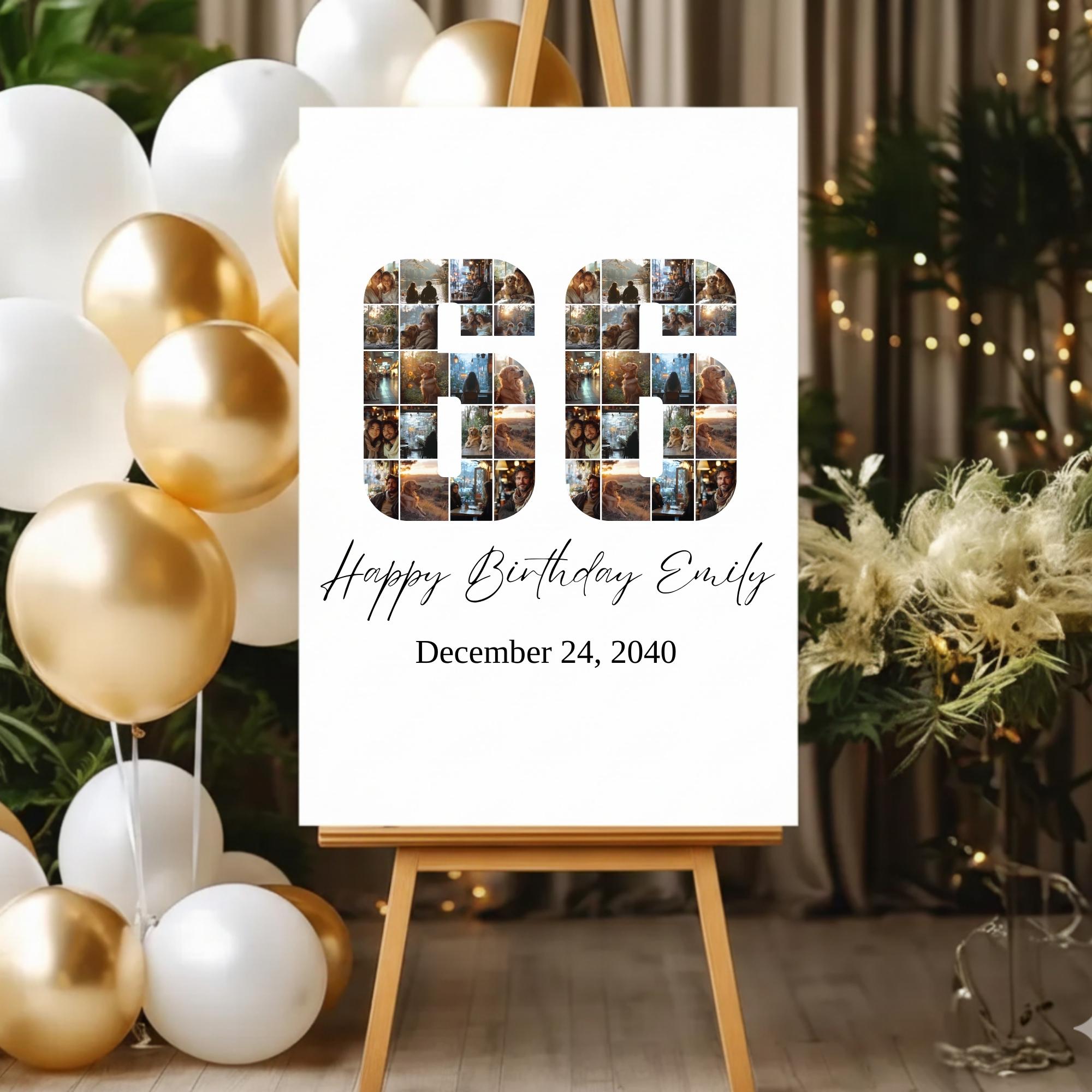 Editable 66th Birthday Photo Collage Canva Template, Sixty Six Birthday ...