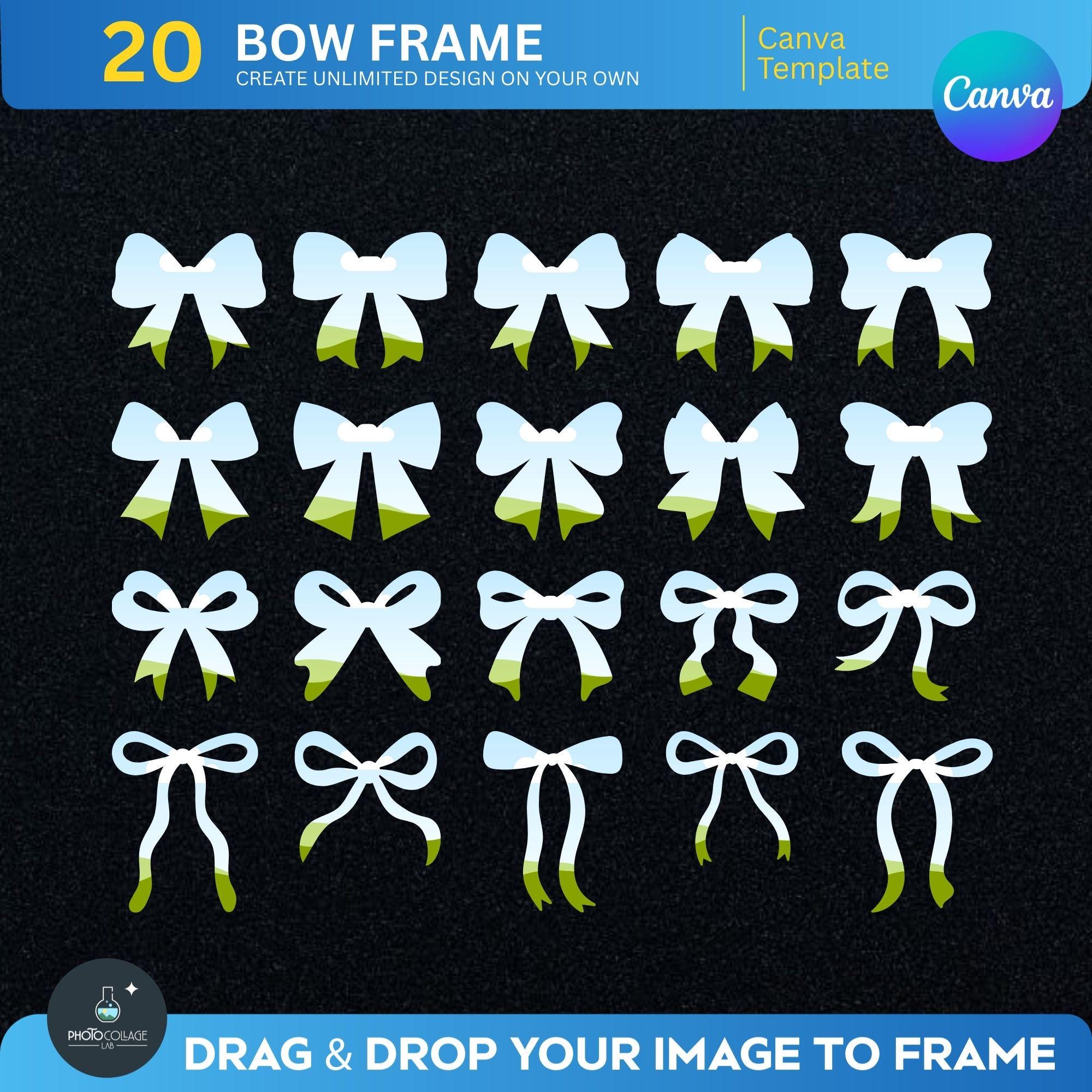 20 Bow Frame Canva Template Ribbon Frames Editable Drag Drop Design ...
