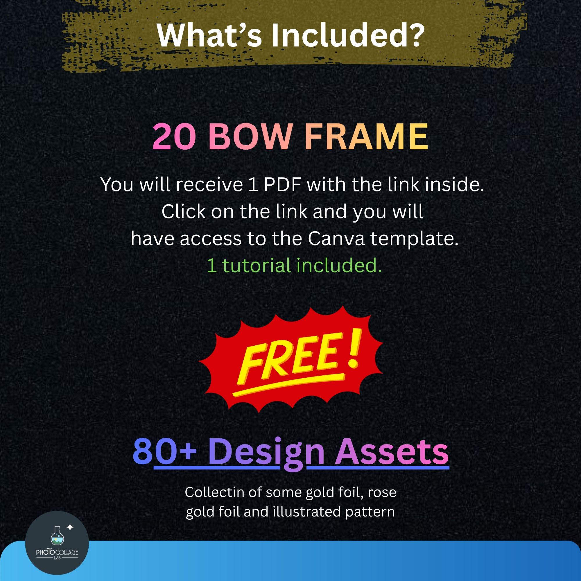 20 Bow Frame Canva Template Ribbon Frames Editable Drag Drop Design ...