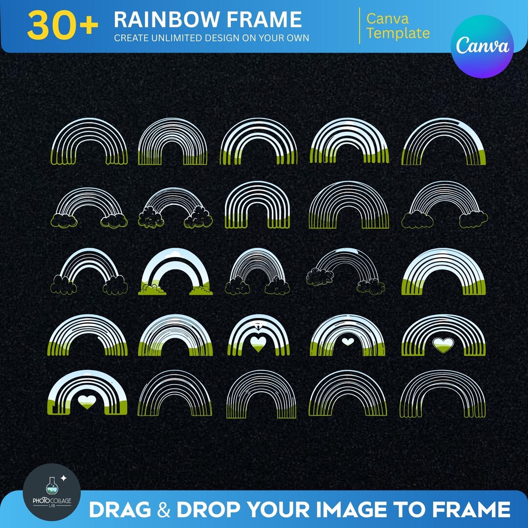 30+ Rainbow Frame Canva Template Photo Frame Elements Minimal Arch ...