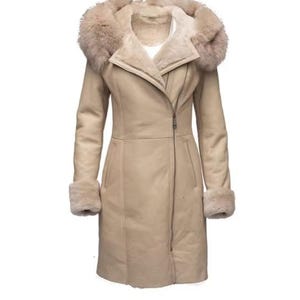 Women Lambskin Leather Long Coat - Shearling Bomber Handmade Fur Coat - Winter  Fur Stylish Coat - Handmade B3 Fur Lined Warm Coat