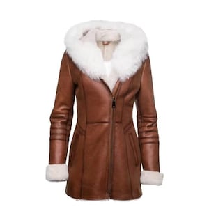 Women Lambskin Leather Long Coat - Shearling Bomber Handmade Fur Coat - Winter  Fur Stylish Coat - Handmade B3 Fur Lined Warm Coat