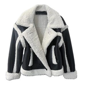 Handgefertigte Schaffell Lederjacke für Damen - Lammfell Biker Bomberjacke, echte Lammfell Winterpelz Oberbekleidung