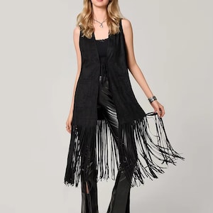 Women Tassel Leather Vest - Festival Stylish Outfit - Women Leather Waistcoat - PU Soft Leather Waistcoat - Western Fringe Vest