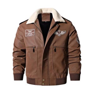 Men&#39;s Sheepskin Leather Fur Jacket , Shearling Bomber Fur Jacket , Handmade Biker Leather  Fur Jacket , Genuine Sheep Leather Jacket