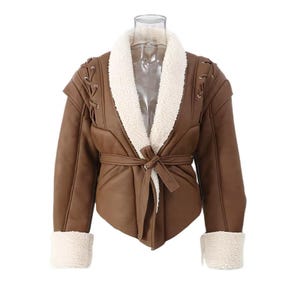 Frauen Schaffellleder Fliegerjacke - Bomber Bikerjacke - Pelz mit Schafleder Winterjacke - Lammfelljacke für Damen