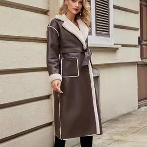 Women Lambskin Leather Long Coat - Shearling Bomber Handmade Fur Coat - Winter  Fur Stylish Coat - Handmade B3 Fur Lined Warm Coat