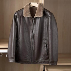 Men&#39;s Sheepskin Leather Fur Jacket , Shearling Bomber Fur Jacket , Handmade Biker Leather  Fur Jacket , Genuine Sheep Leather Jacket