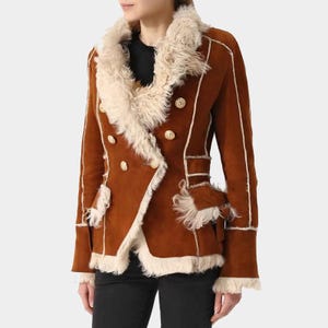 Women Lambskin Leather Long Coat - Shearling Bomber Handmade Fur Coat - Winter  Fur Stylish Coat - Handmade B3 Fur Lined Warm Coat