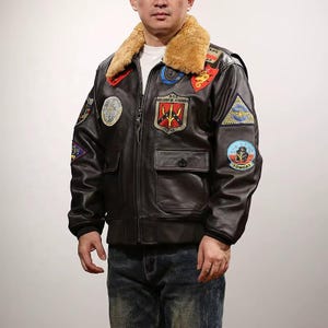 Men&#39;s Sheepskin Leather Aviator Jacket | Fur Shearling Bomber Jacket | Handmade Winter Pilot Flight Biker  Fur Jacket