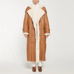 Women Shearling Coat - Sheepskin Long Coat - Genuine Leather Winter  Fur Long Coat - Warm Outwear Fur Lined Women Coat - Gift For Her