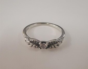 Pandora Sparkling Angel Wings Ring, S925 Ale,All Sizes, Sterling Silver + Pouch